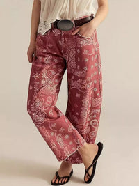 Printed Wide-Leg Jeans