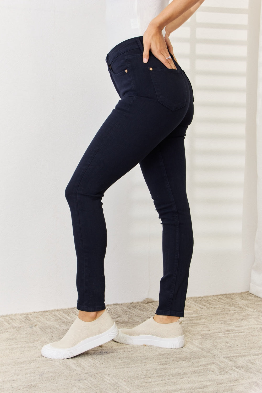 Judy Blue Full Size Garment Dyed Tummy Control Skinny Jeans-Teresa&#39;s Fashionista LLC