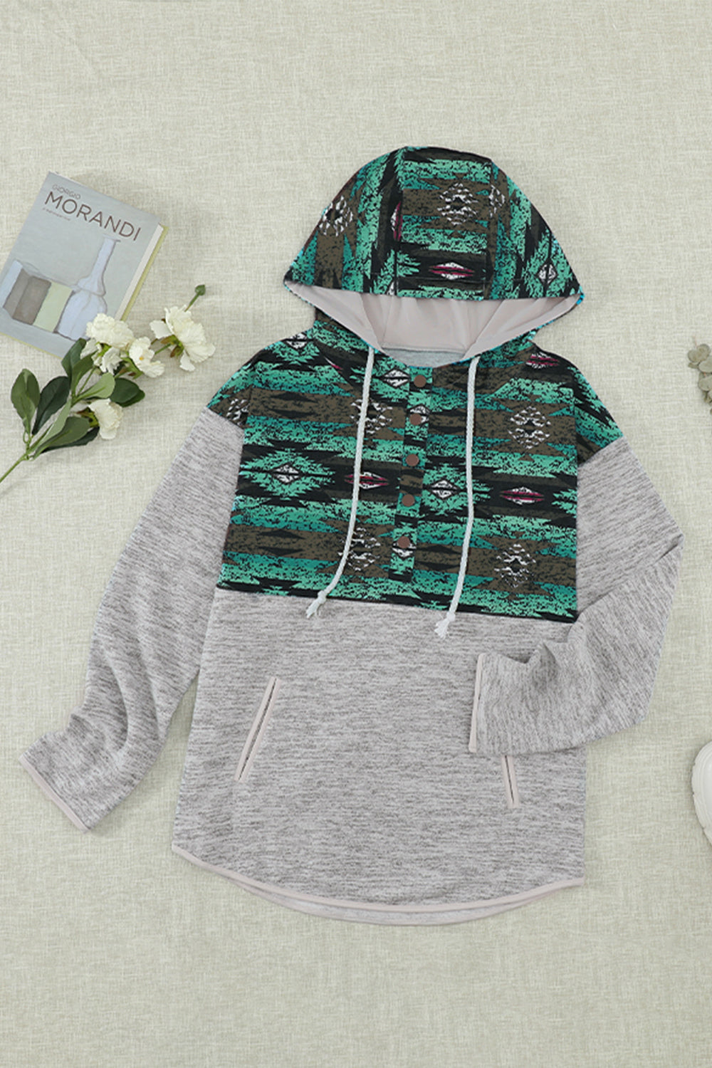 Ghost Print Dropped Shoulder Hoodie - Teresa's Fashionista LLC