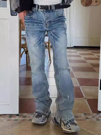 Men's Distressed Raw Hem Jeans