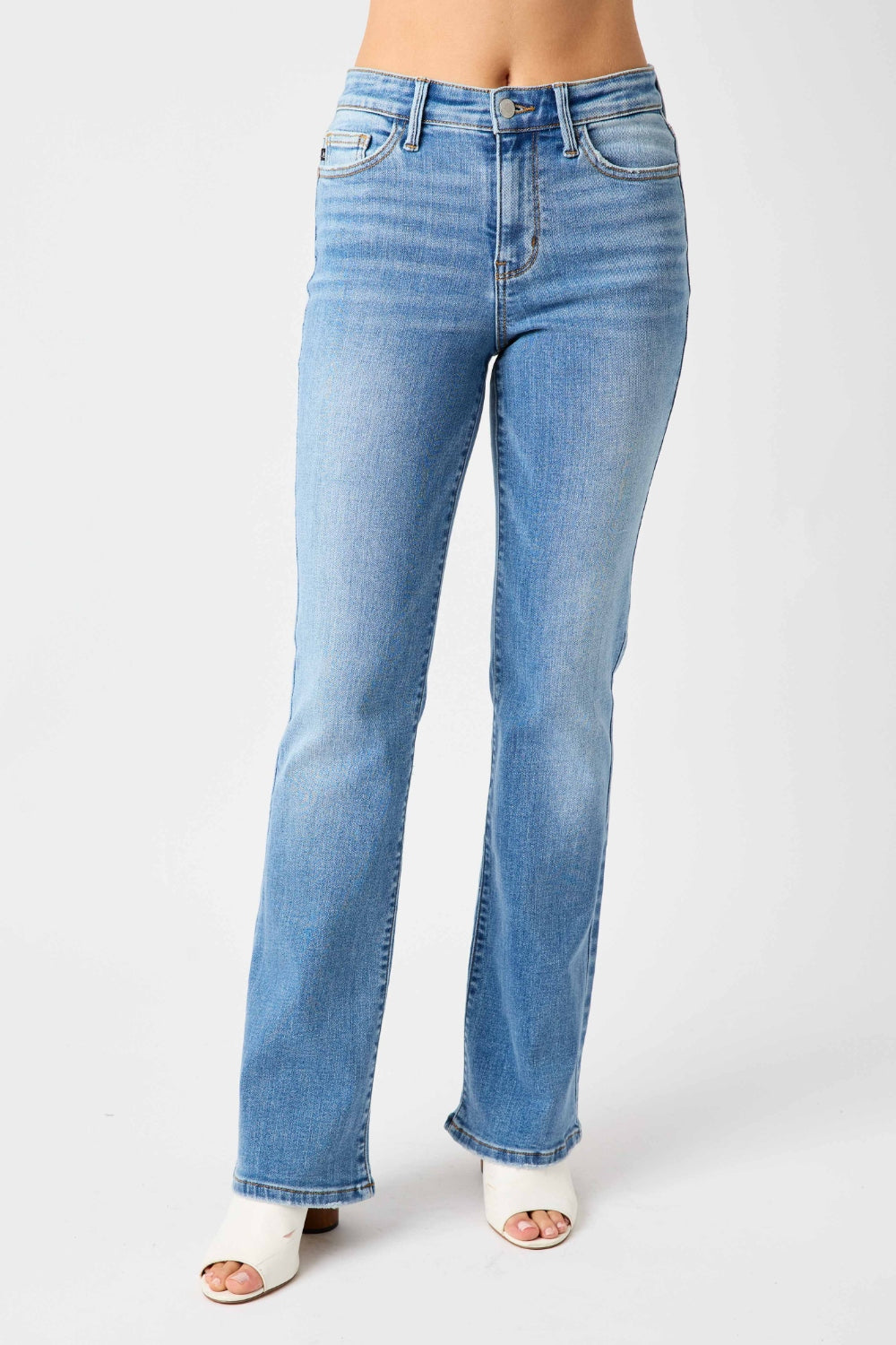 Judy Blue Full Size Mid-Rise Waist Straight Jeans - Teresa's Fashionista LLC