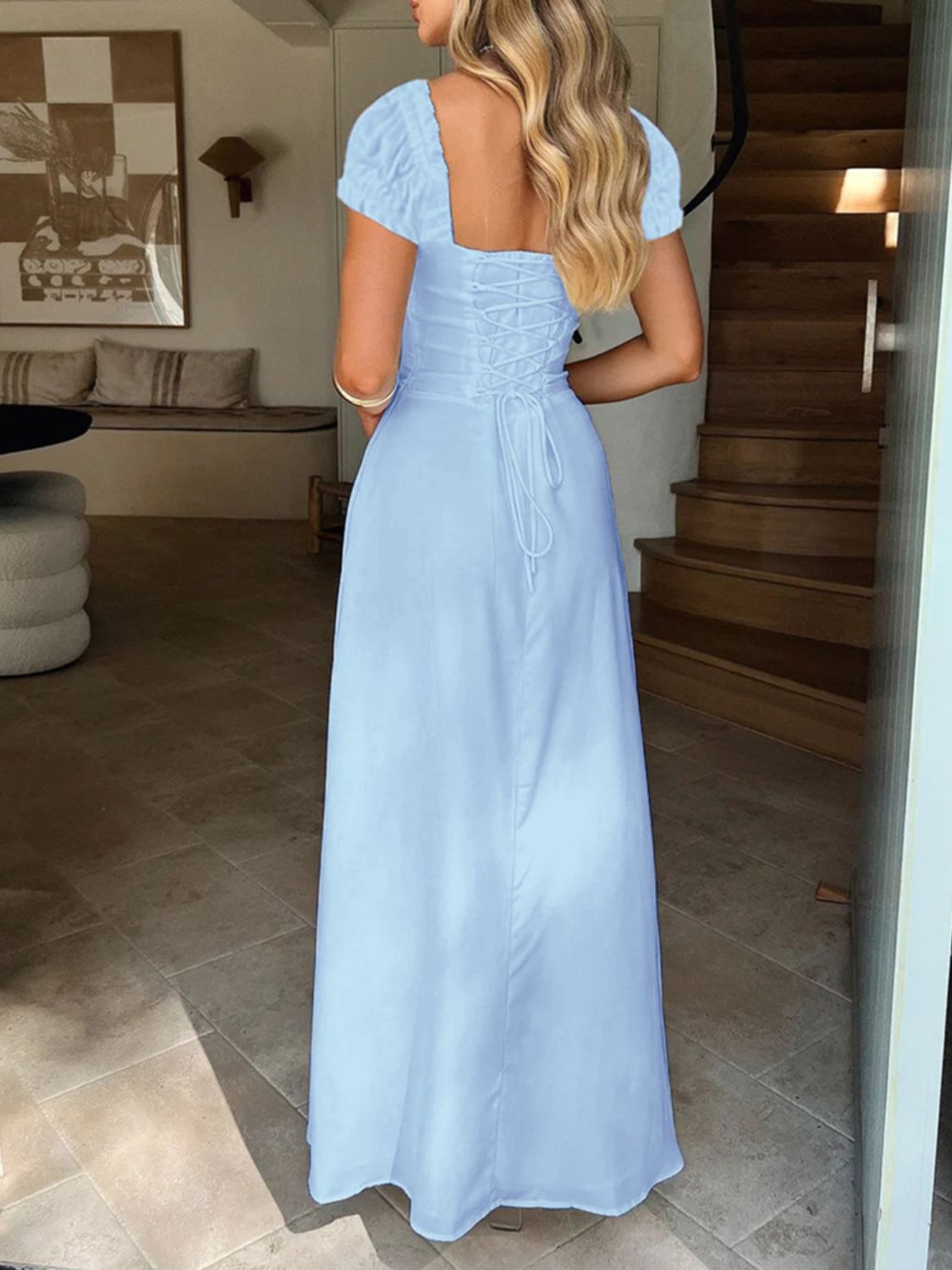 Devine Sweetheart Neck Short Sleeve Maxi Dress - Teresa's Fashionista LLC