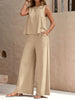 Round Neck Sleeveless Top and Wide Leg Pants Set-Teresa's Fashionista LLC