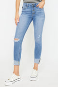 Kancan Distressed Cat's Whiskers Button Fly Jeans-Teresa's Fashionista LLC