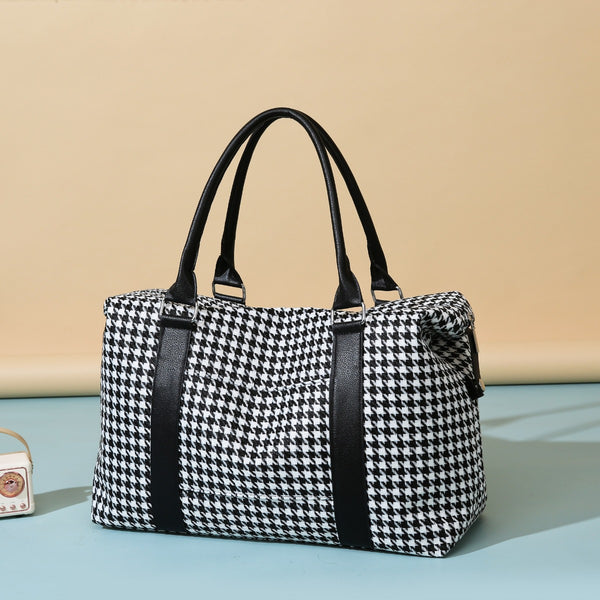 Houndstooth Canvas Travel Bag-Teresa's Fashionista LLC