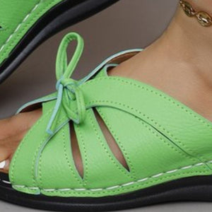 Tied Open Toe Low Heel Sandals-Teresa's Fashionista LLC