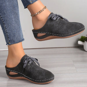 Lace-Up Round Toe Wedge Sandals-Teresa's Fashionista LLC