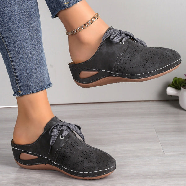 Lace-Up Round Toe Wedge Sandals-Teresa's Fashionista LLC