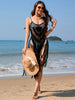 Fringe Openwork Spaghetti Strap Cover-Up-Teresa's Fashionista LLC