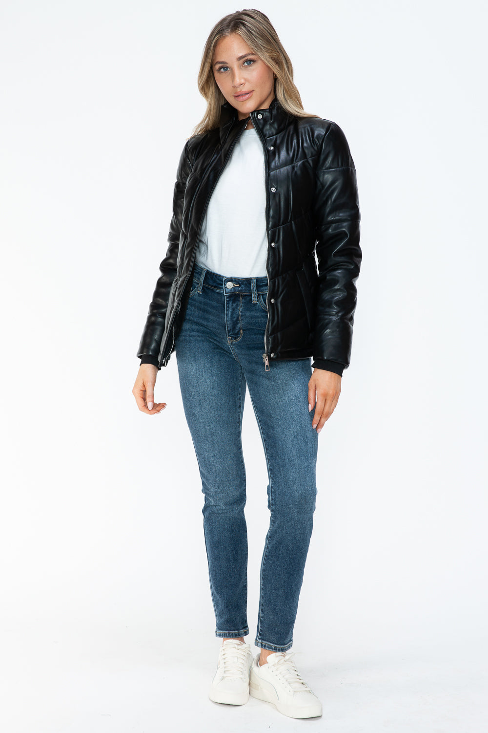 Snobbish Pocketed Zip Up Turtleneck Puffer Jacket - Teresa's Fashionista LLC