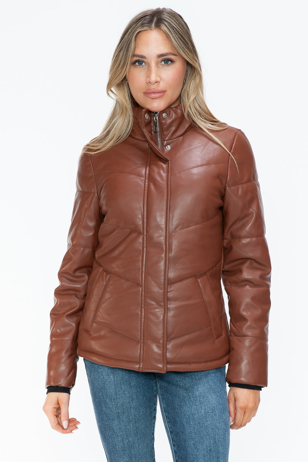 Snobbish Pocketed Zip Up Turtleneck Puffer Jacket - Teresa's Fashionista LLC