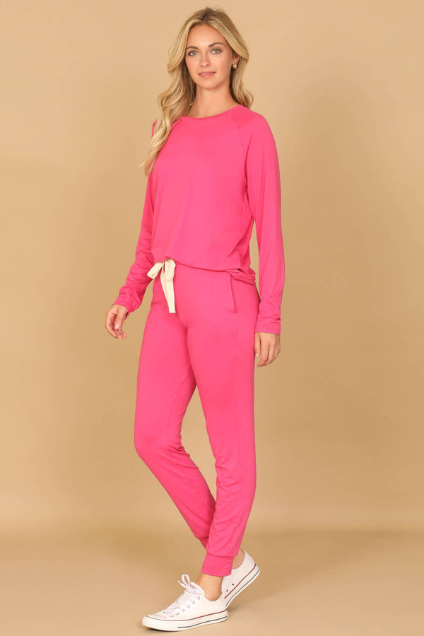 YMP40001V-SOLID LONG SLEEVE TOP AND JOGGERS SET