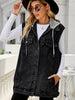 Drawstring Pocketed Button Up Sleeveless Denim Jacket-Teresa's Fashionista LLC