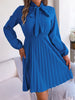 Tie Neck Balloon Sleeve Pleated Dress-Teresa's Fashionista LLC