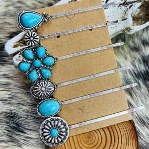 Turquoise Alloy Hairpin - Teresa's Fashionista LLC