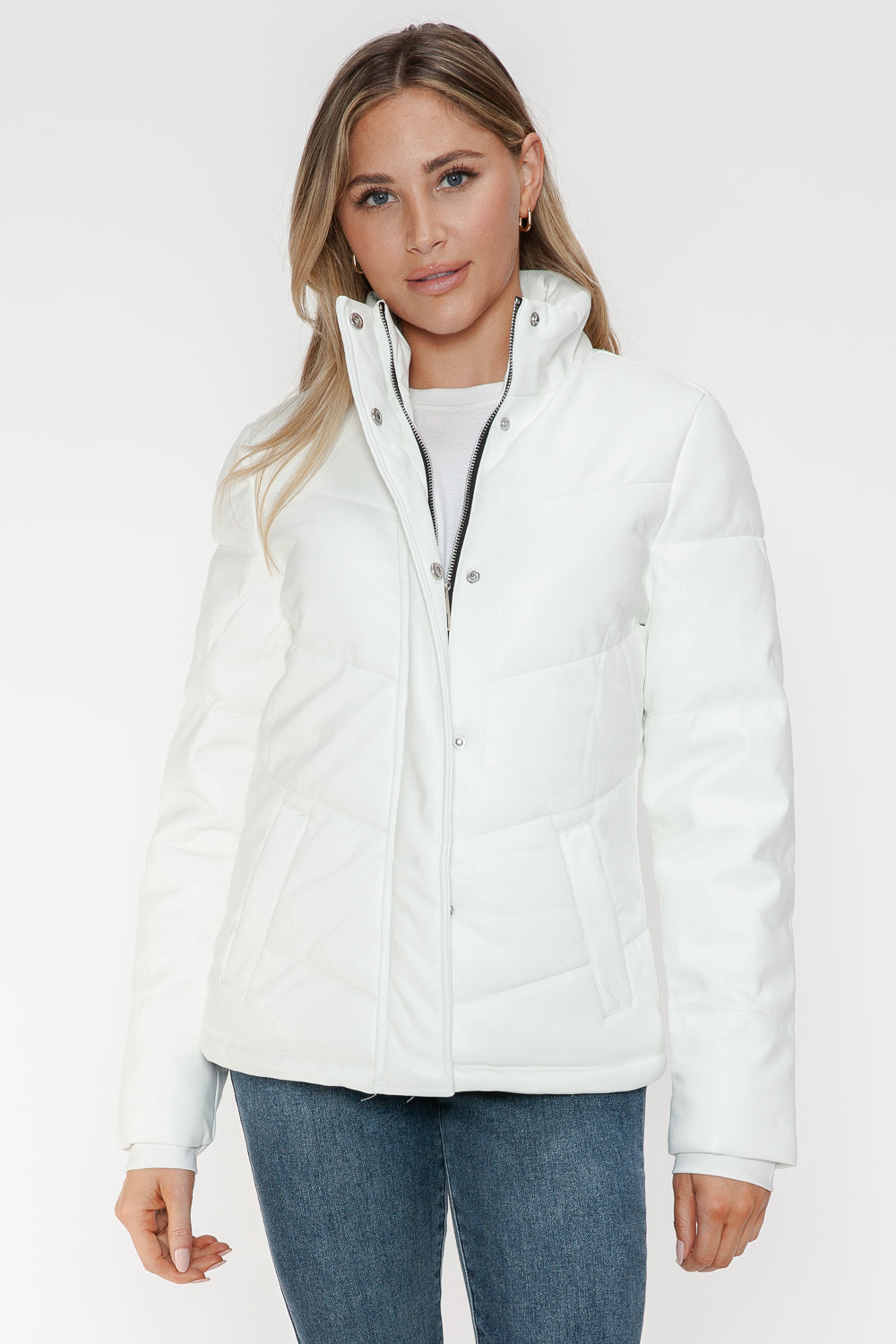 Snobbish Pocketed Zip Up Turtleneck Puffer Jacket - Teresa's Fashionista LLC