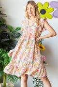 Heimish Full Size Floral Ruffled V-Neck Dress-Teresa's Fashionista LLC
