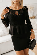 Lace Detail Long Sleeve Mini Dress-Teresa's Fashionista LLC