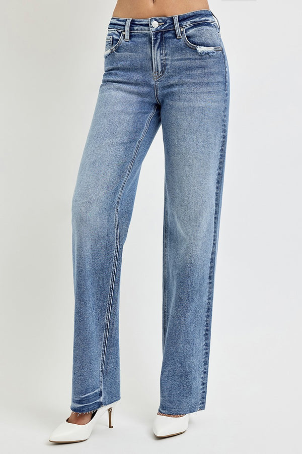 RISEN Full Size High Rise Straight Leg Jeans with Pockets - Teresa's Fashionista LLC