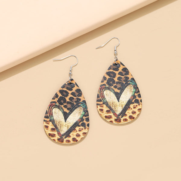 PU Leather Leopard Teardrop Earrings-Teresa's Fashionista LLC