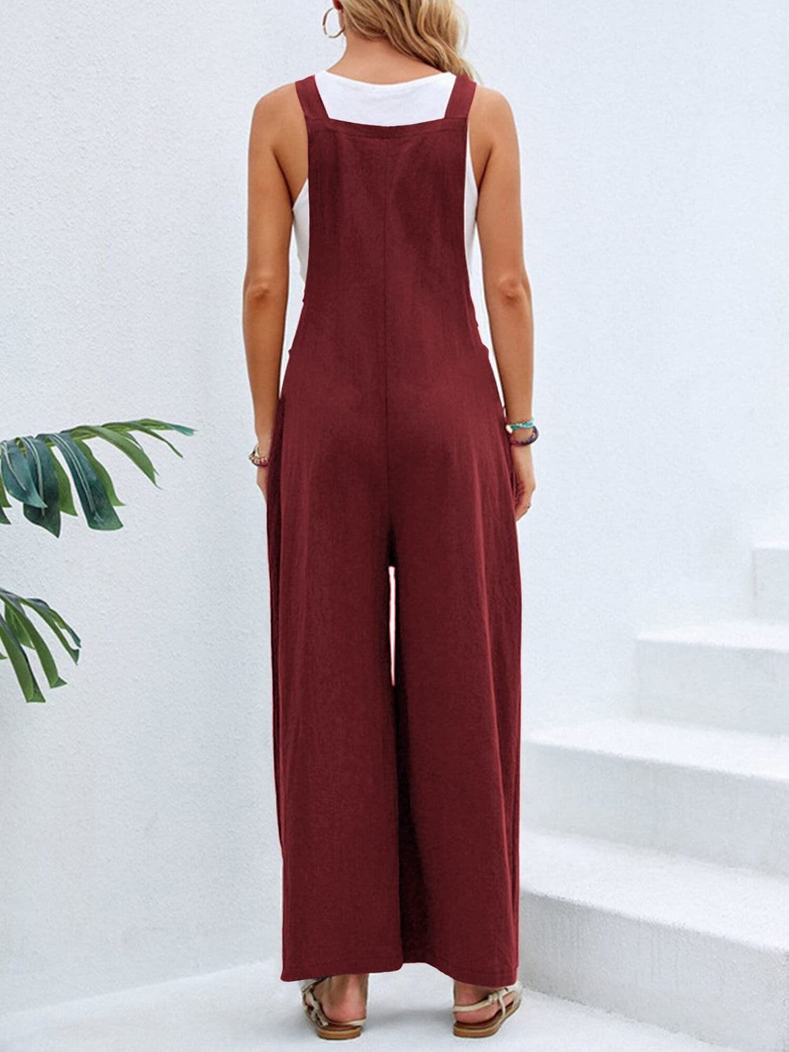 Full Size Square Neck Wide Strap Overalls - Teresa's Fashionista LLC