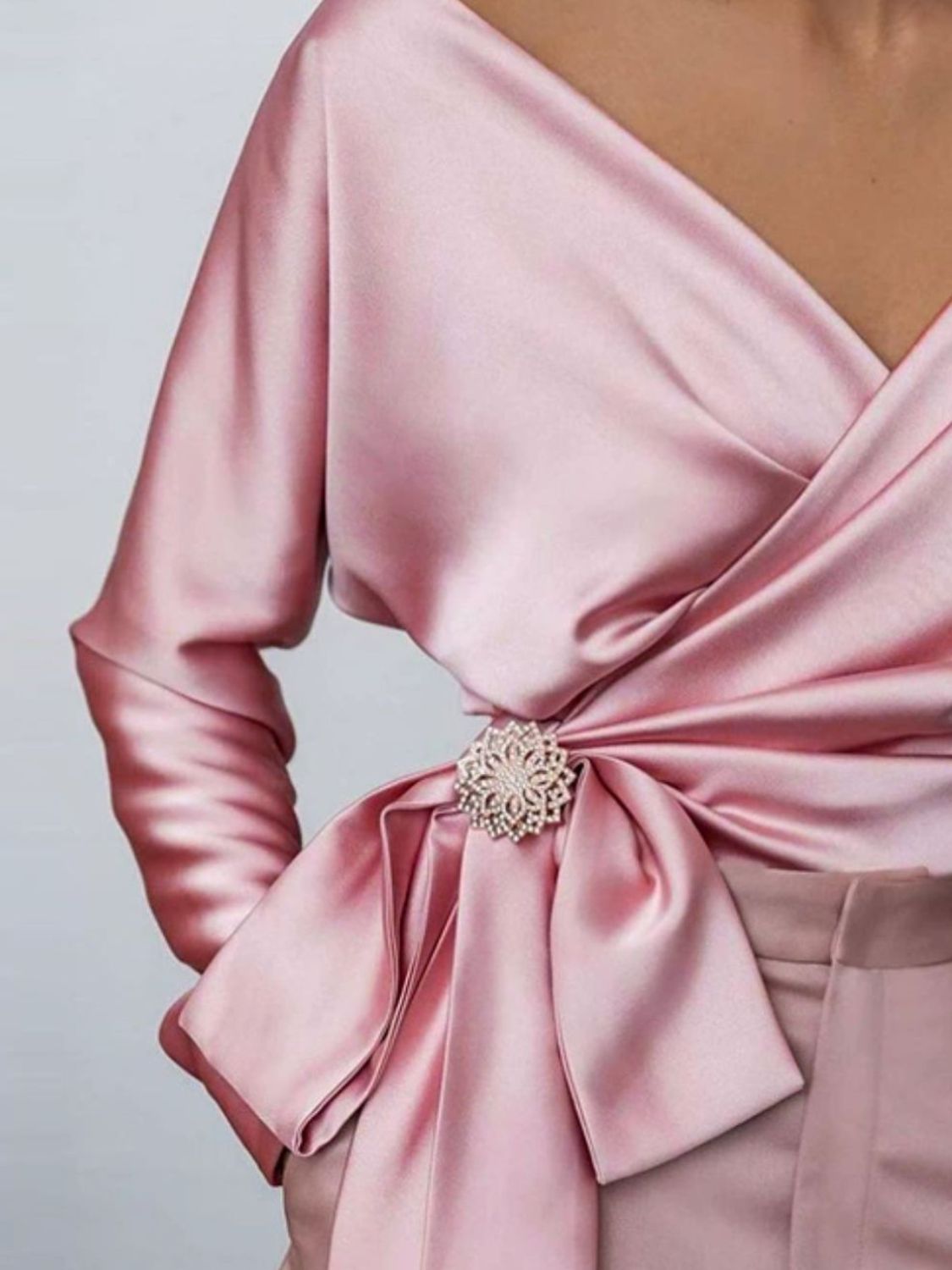 Surplice Long Sleeve Blouse - Teresa's Fashionista LLC