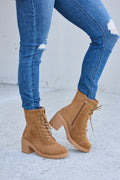 Forever Link Lace-Up Zipper Detail Block Heel Boots-Teresa's Fashionista LLC