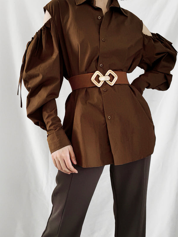 Geometric Buckle Elastic Wide Belt-Teresa's Fashionista LLC