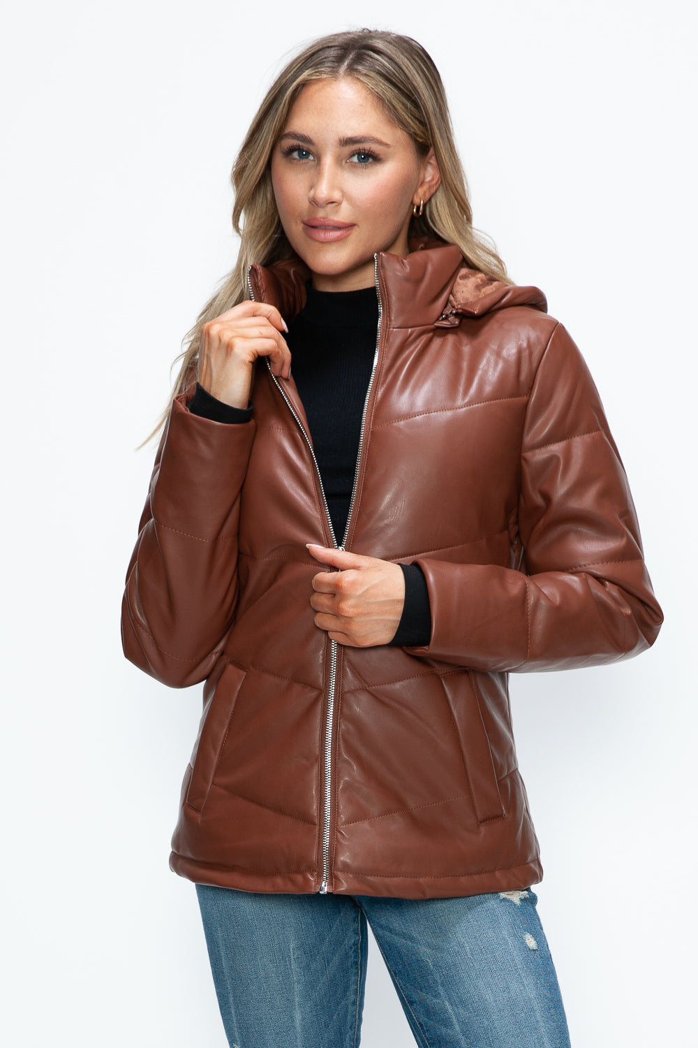 How Dare U Pocketed Zip Up Puffer Jacket with Removable Hood - Teresa's Fashionista LLC