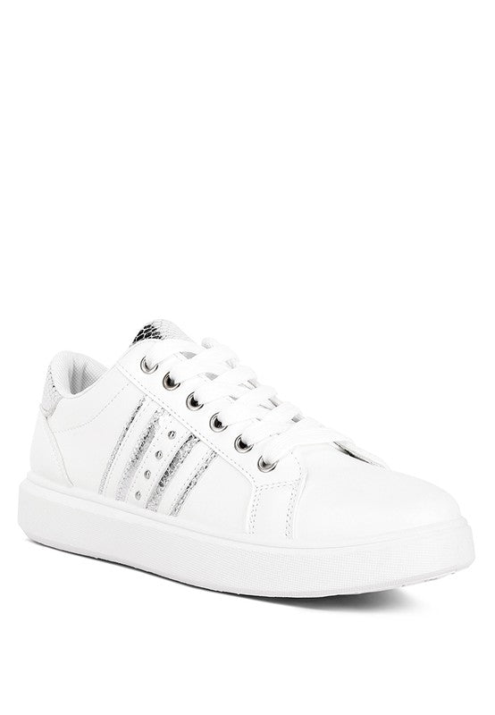 Claude Faux Leather Back Panel Detail Sneakers-Teresa&#39;s Fashionista LLC