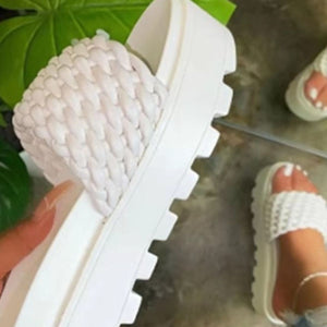 PU Leather Open Toe Platform Sandals-Teresa's Fashionista LLC