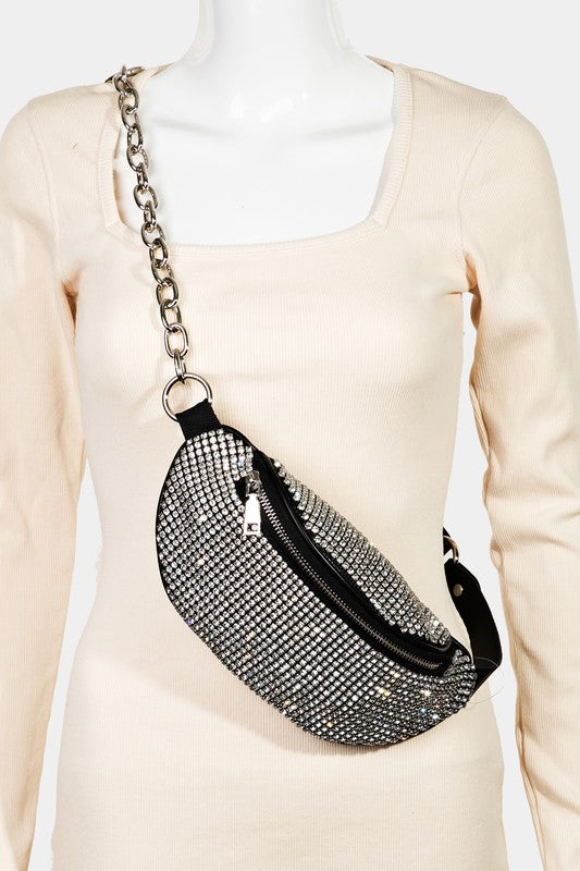 Fame Pave Rhinestone Crossbody Bag - Teresa's Fashionista LLC