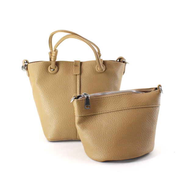 P25018 2-in-1 Small Microfiber Leather Tote w/Crossbody Bag
