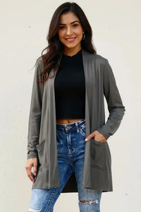 Basic Bae Full Size Open Front Long Sleeve Cardigan with Pockets