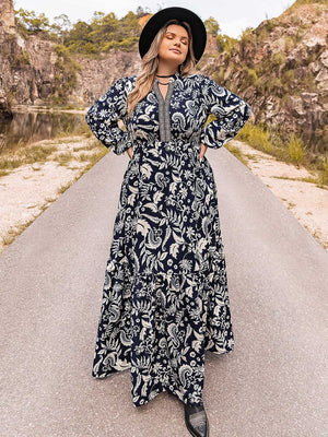 Plus Size Long Sleeve Maxi Dress-Teresa's Fashionista LLC