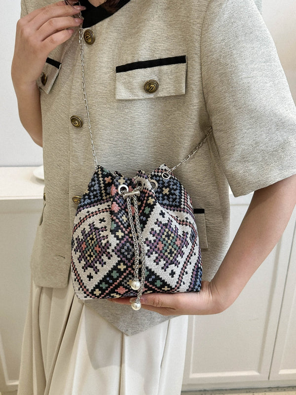 Printed Chain Bucket Bag-Teresa's Fashionista LLC