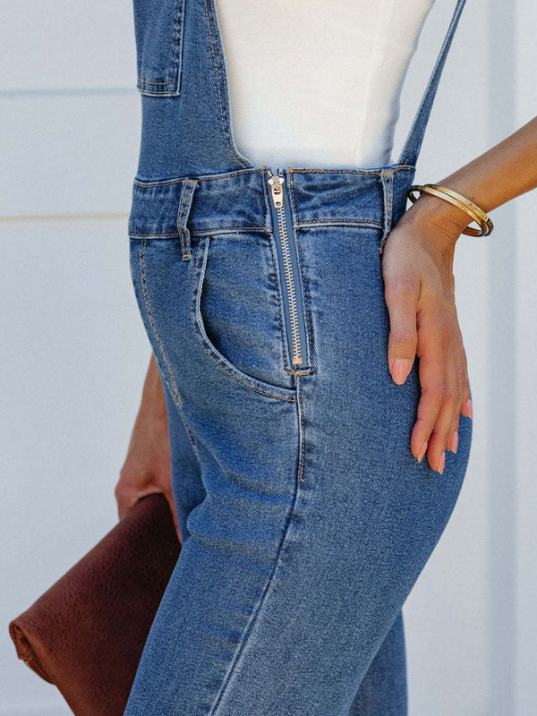 Raw Hem Denim Overall - Teresa's Fashionista LLC