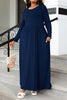 Plus Size Round Neck Long Sleeve Maxi Dress with Pockets-Teresa's Fashionista LLC