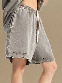 Men's Distressed Drawstring Shorts