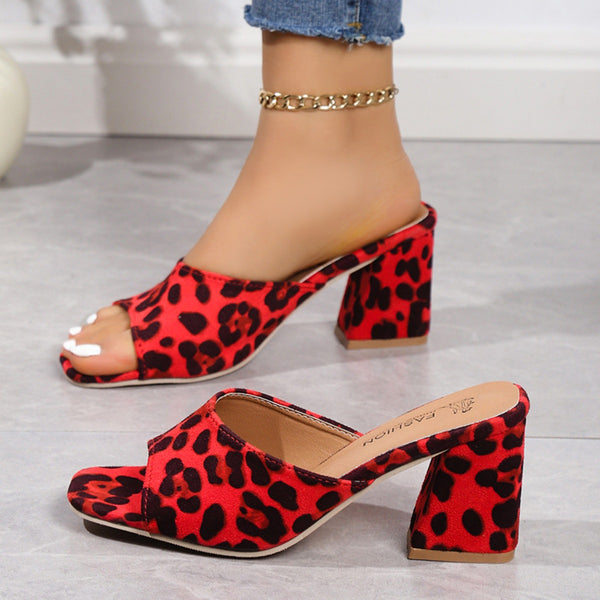 Leopard Block Heel Suede Sandals-Teresa's Fashionista LLC