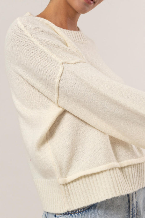 HYFVE Round Neck Dropped Shoulder Ribbed Sweater - Teresa's Fashionista LLC