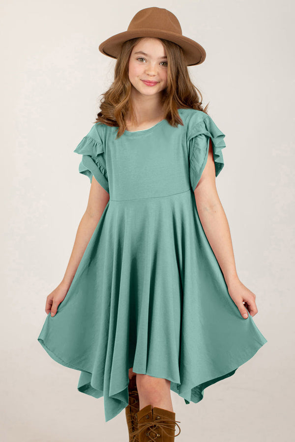 Round Neck Petal Sleeve Dress-Teresa's Fashionista LLC