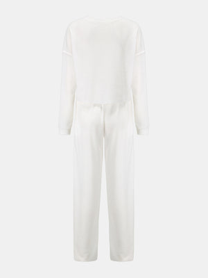 Waffle-Knit Round Neck Top and Pants Set-Teresa's Fashionista LLC
