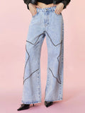 Studded Star Straight Jeans with Pockets - Teresa's Fashionista LLC