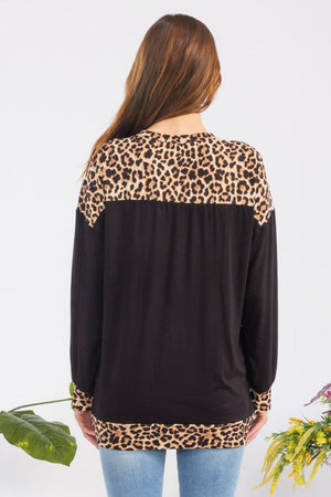 Celeste Full Size Leopard Round Neck Dropped Shoulder T-Shirt - Teresa's Fashionista LLC