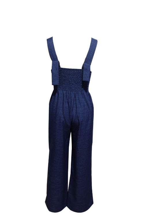 Women's Solid Color Versatile Fashion Casual Wide Leg Shoulder Strap Jumpsuit - Teresa's Fashionista LLC