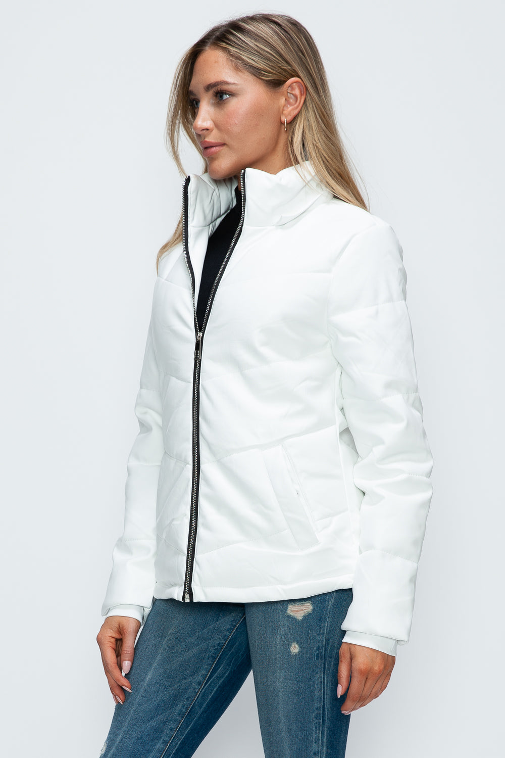 How Dare U Pocketed Zip Up Puffer Jacket with Removable Hood - Teresa's Fashionista LLC