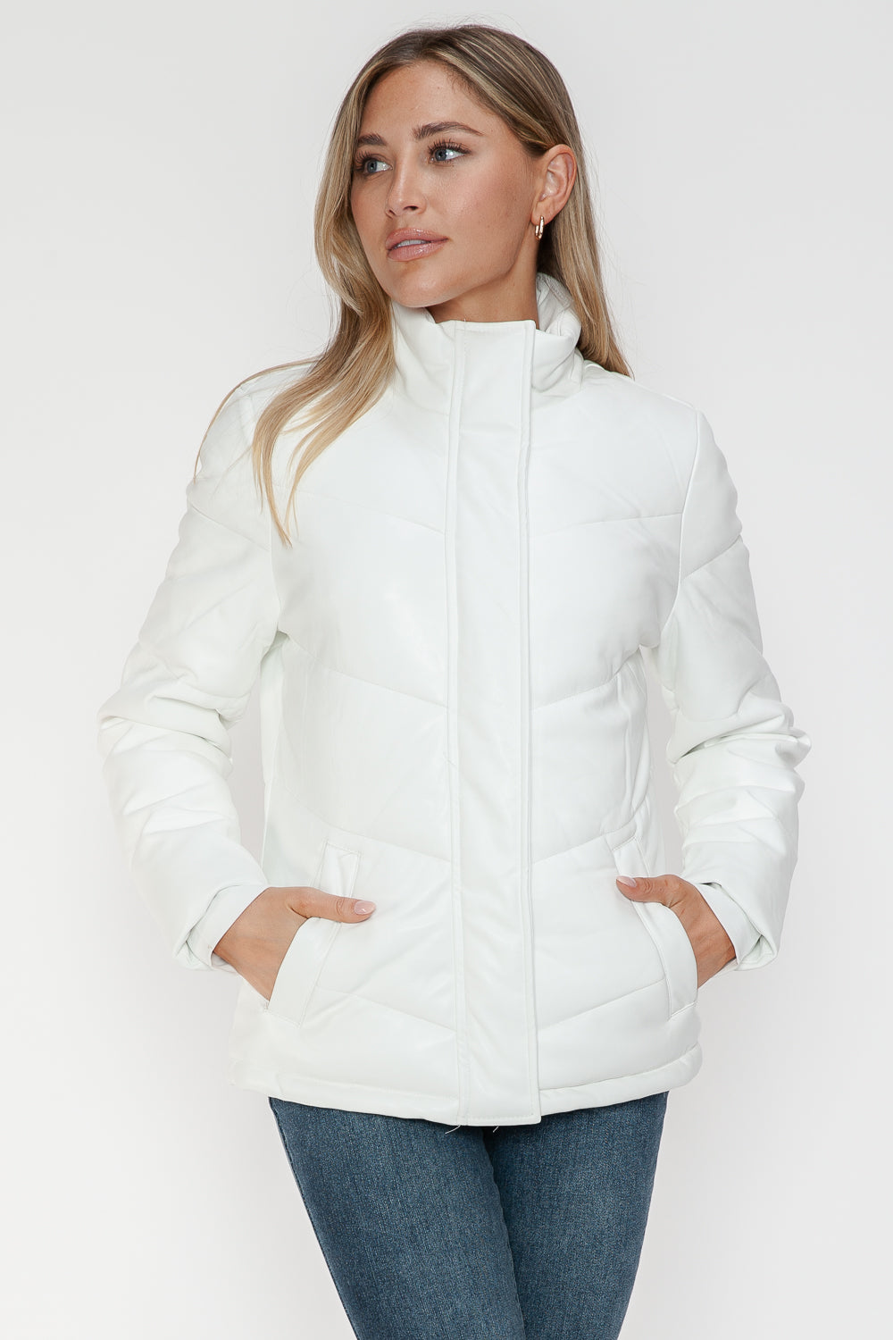 Snobbish Pocketed Zip Up Turtleneck Puffer Jacket - Teresa's Fashionista LLC