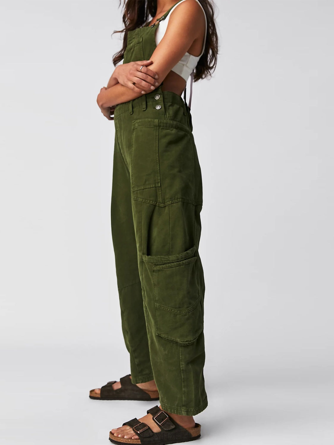 Pocketed Wide Strap Denim Overalls - Teresa's Fashionista LLC