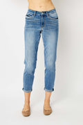 Judy Blue Full Size Cuffed Hem Slim Jeans-Teresa's Fashionista LLC